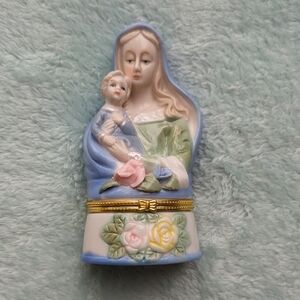 Madonna and child Trinket Box Porcelain Vintage